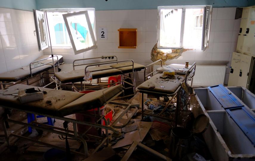 Empty beds sit in a hospital run by Médecins Sans Frontières in Afghanistan’s Kunduz Province, months after a US airstrike killed staff members and patients in October 2015.