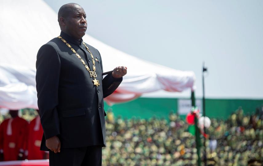 Burundi's President Évariste Ndayishimiye attends his inauguration ceremony on 18 June following the sudden death of long-time ruler Pierre Nkurunziza.