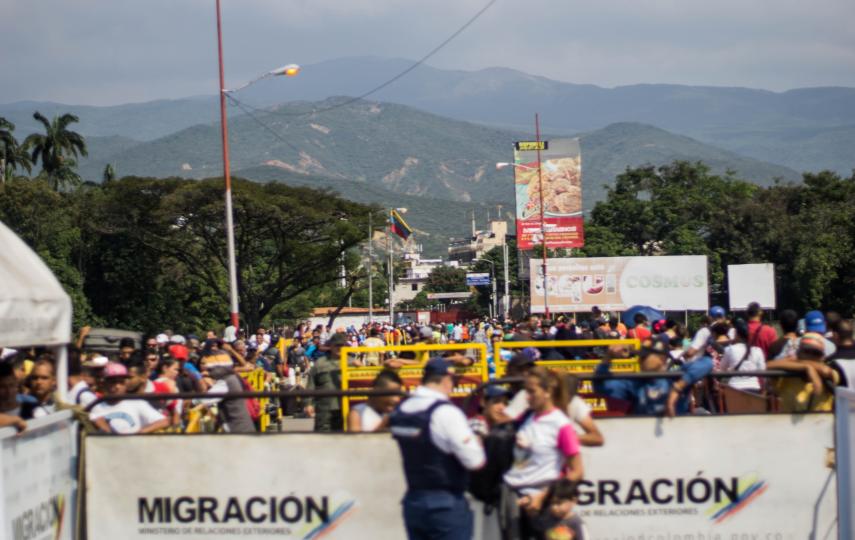 The Simón Bolívar international bridge between Venezuela and Colombia.