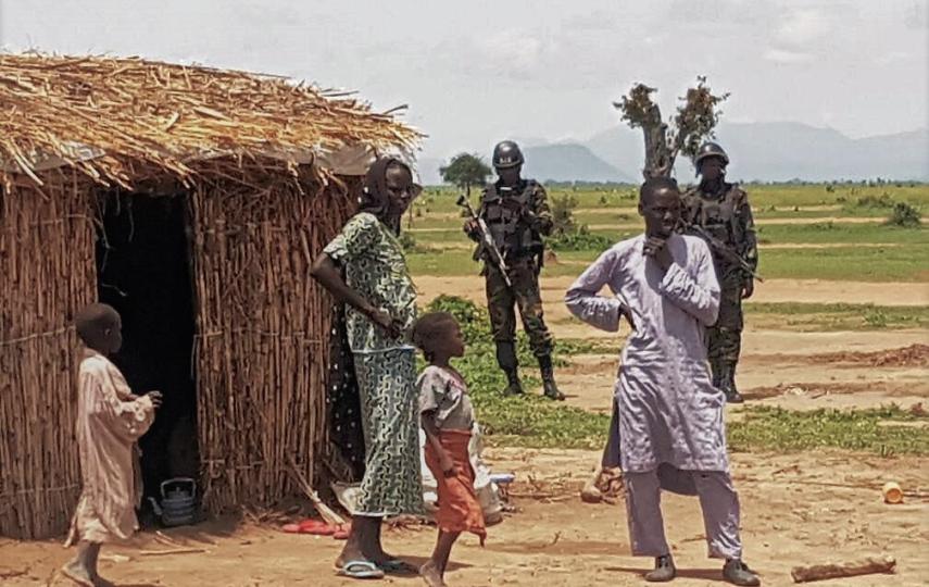 Soldiers deployed in a village in Cameroon's Far North Region