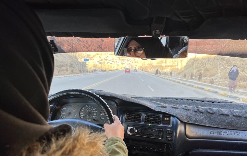 Aaila, 37, drives around Bamiyan in her white Toyota. When the Taliban returned to power in Afghanistan in August 2021, Aaila took to the streets in her car. She says she wanted to show that she would continue to stand up for her rights.