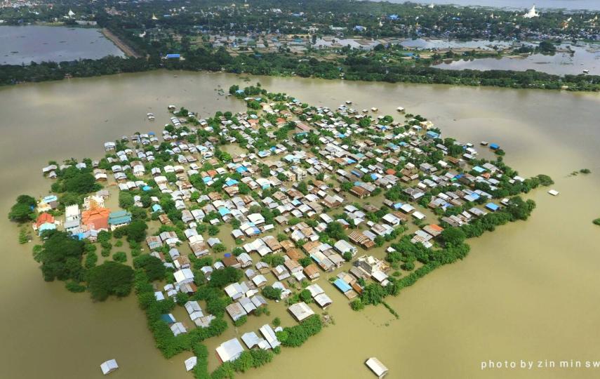 Flooding in Myanmar's Sagaing Region in August 2016