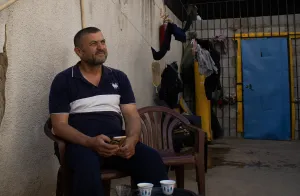 Samir Ismail, 53, has been sleeping in a former school building in north Lebanon since fleeing massacres in Syria in early March.