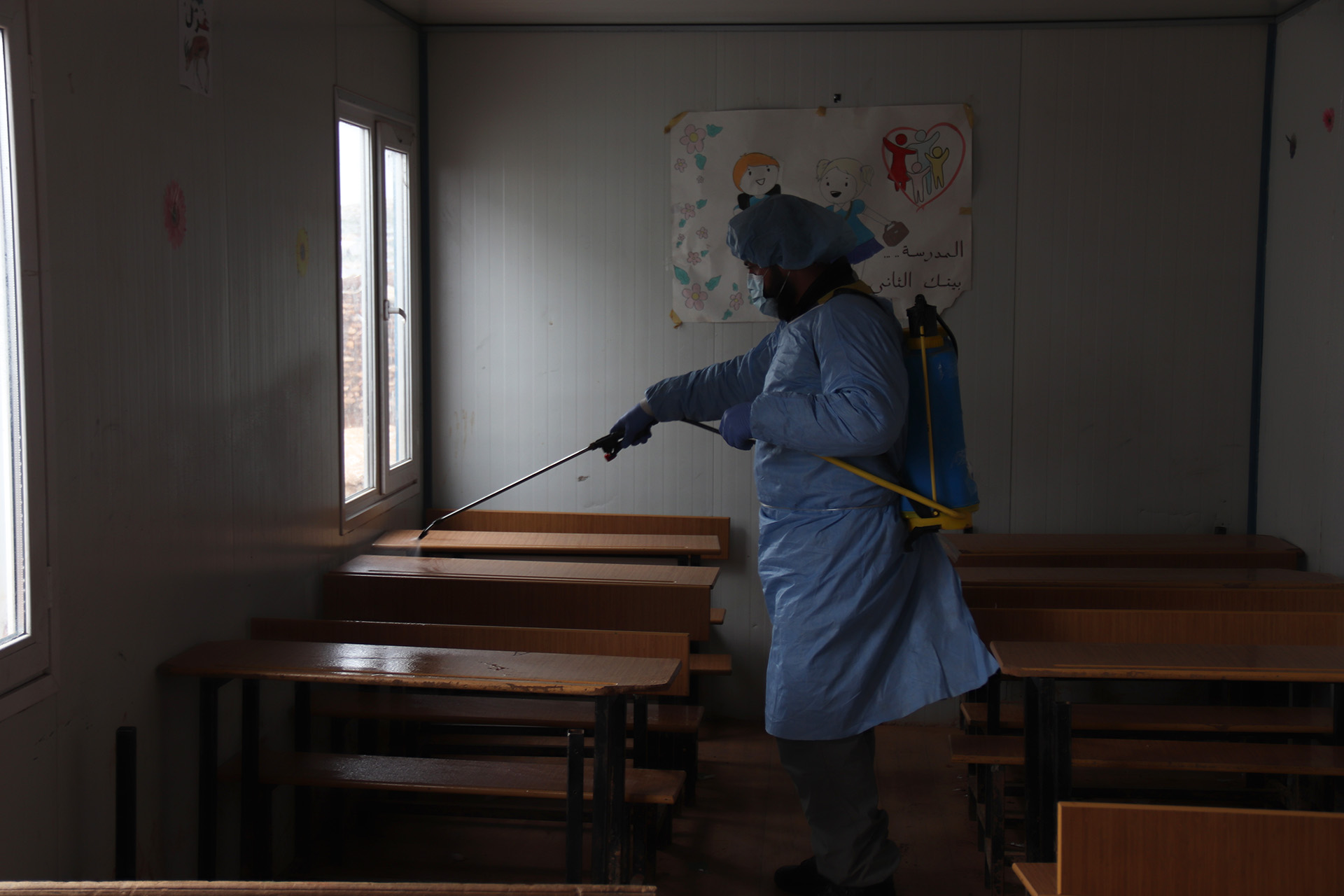 Idlib camp facilities being disinfected