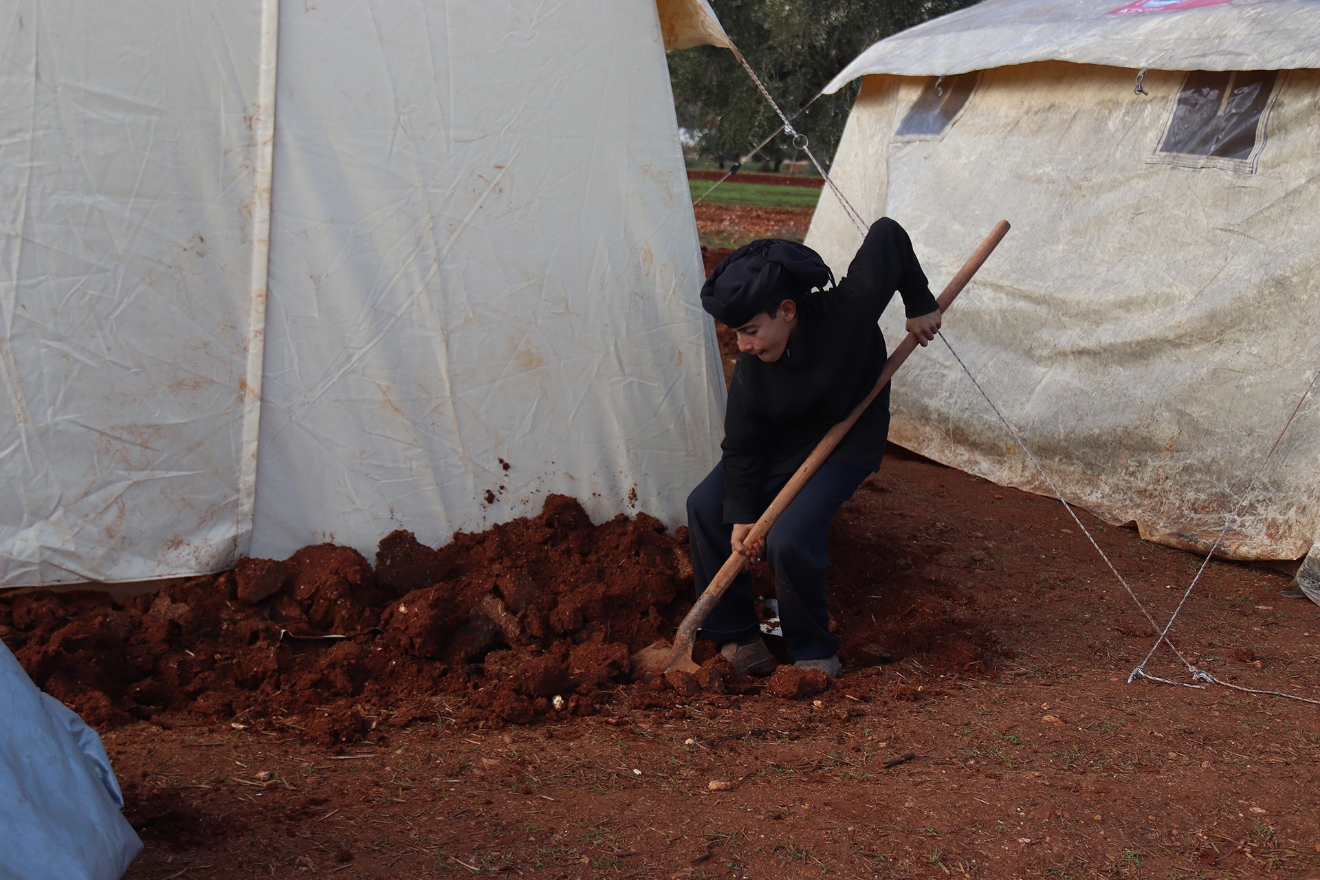 Makeshift camps around Sarmada, a town in Idlib near the Syrian border with Turkey, on 10 February 2020.