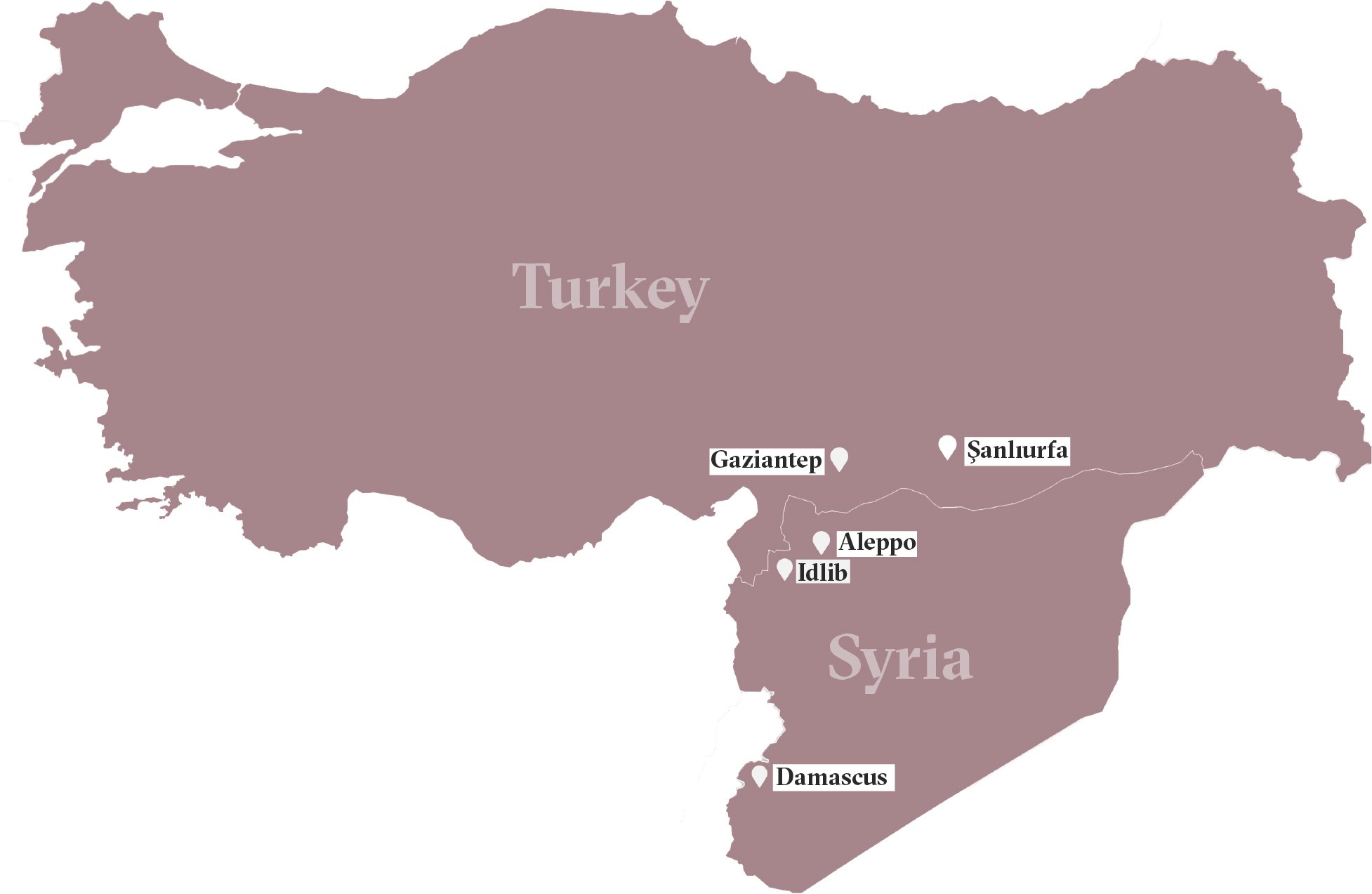 Map of Syria and Turkey