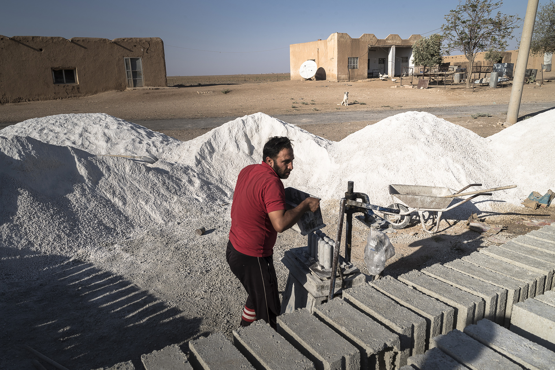 Amer Meslet’s fields produced almost nothing this year, and he spends half the salary earned as a brickmaker on water.