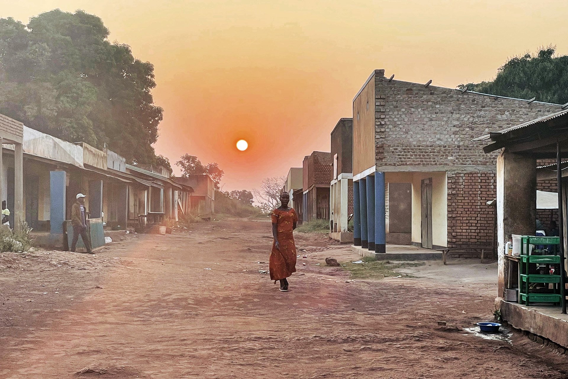 The sun rises over Tambura, a remote town close to the Central African Republic border. The town was unscathed by civil war but has seen intense fighting in recent months.