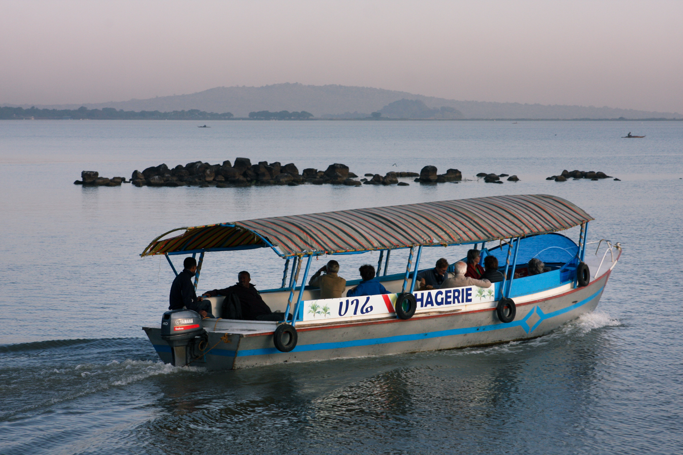 Tourists on a boat on Lake Tana set off from Bahir Dar, the capital of the Amhara region in Ethiopia