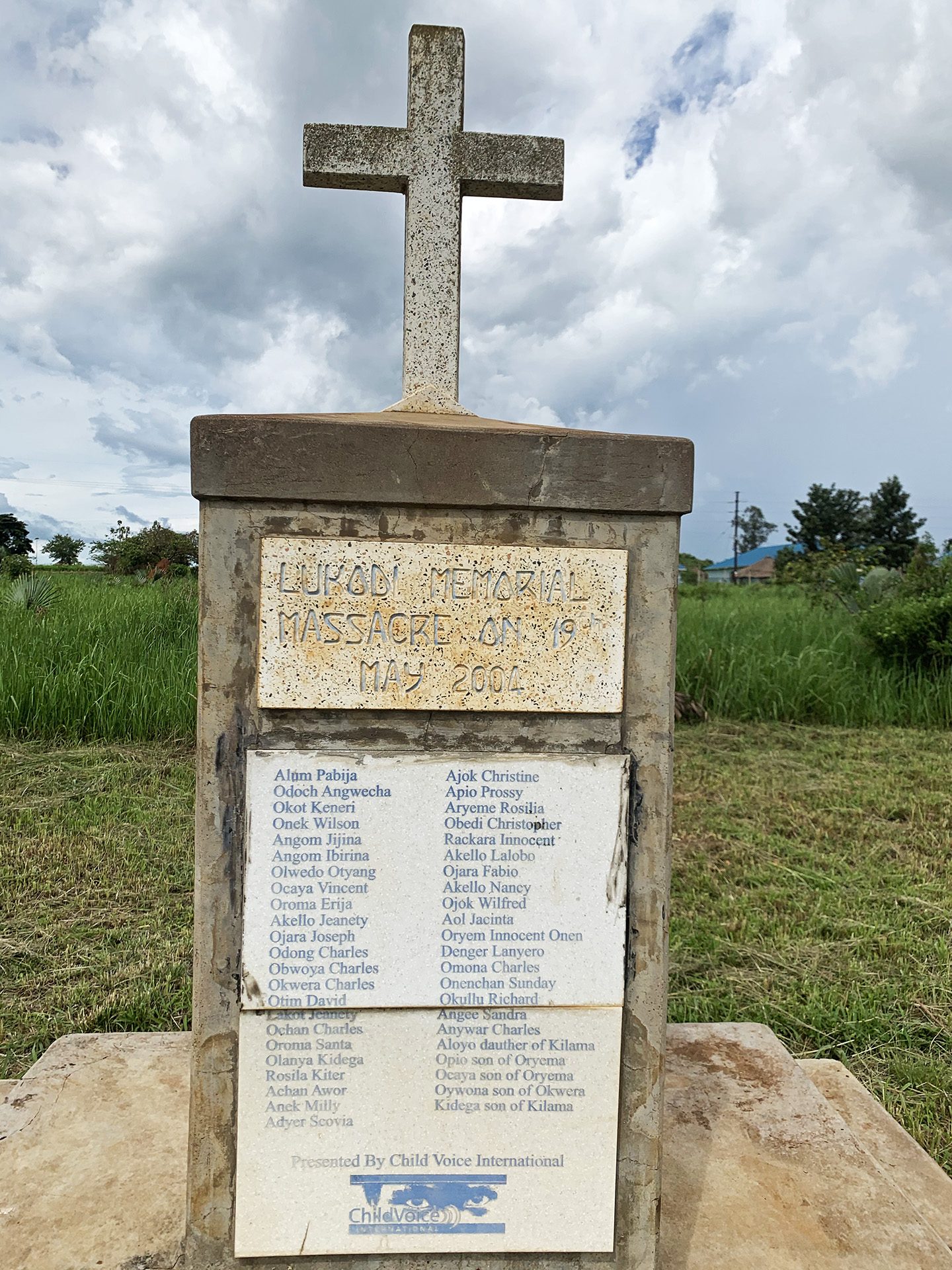 The memorial for LRA victims in Lukodi, where Dominic Ongwen ordered a massacre that left at least 60 people dead.