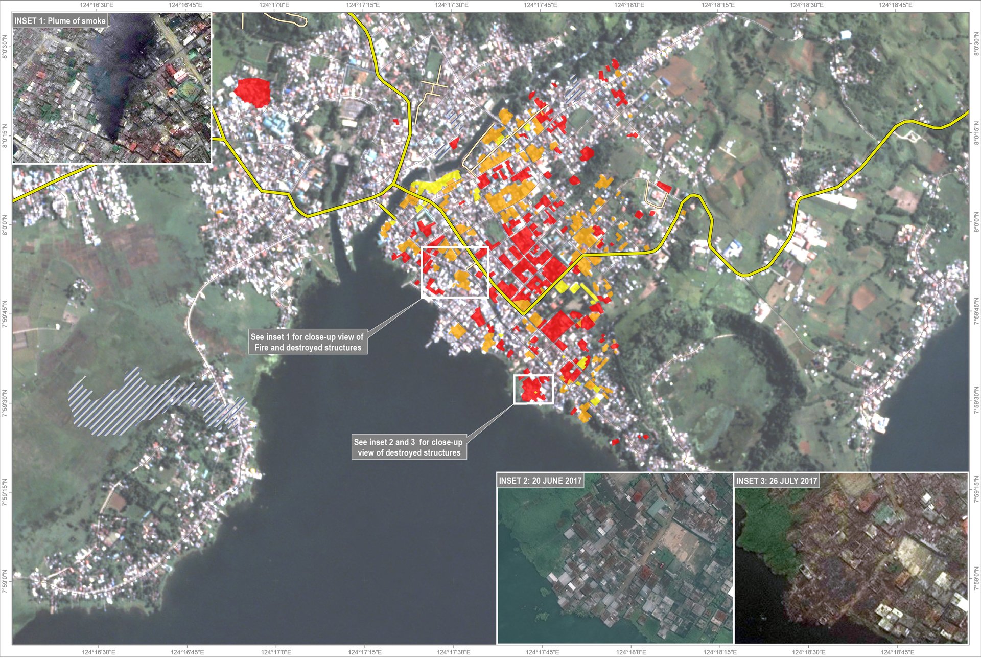 Map of damages in Marawi