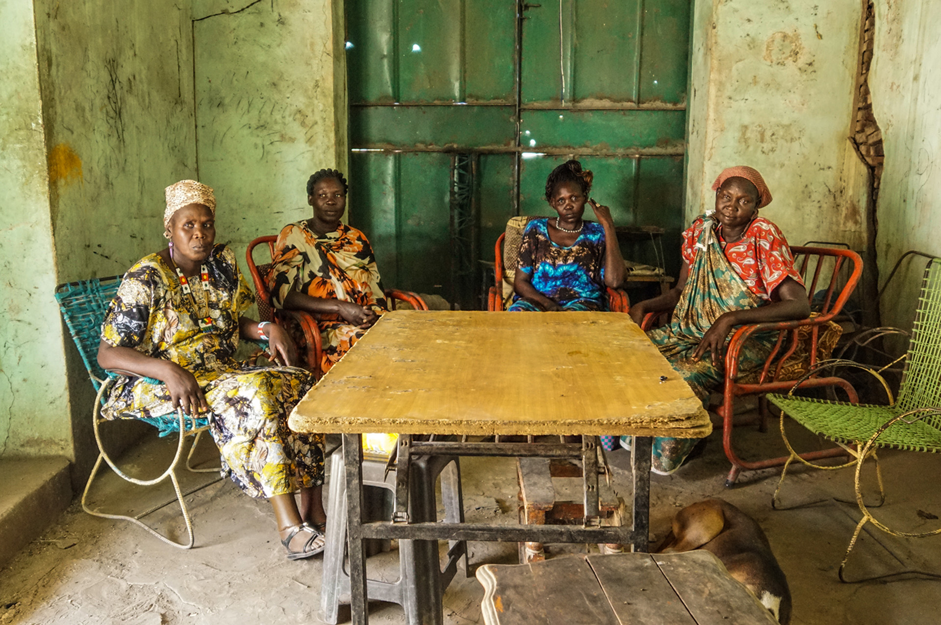 Members of the Women’s Union meet in a building close to Malakal market. 